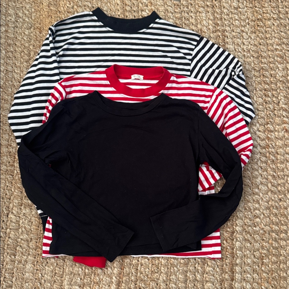 Black and White Striped Long Sleeve Shirt crop top bundle size small